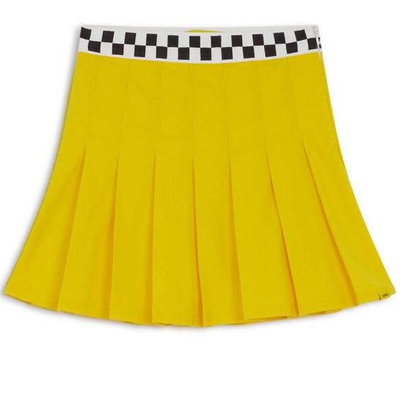 Vans X Tierra Whack Yellow Pleated Black/White Checkered High Rise Skirt NWT 25 - Picture 5 of 16